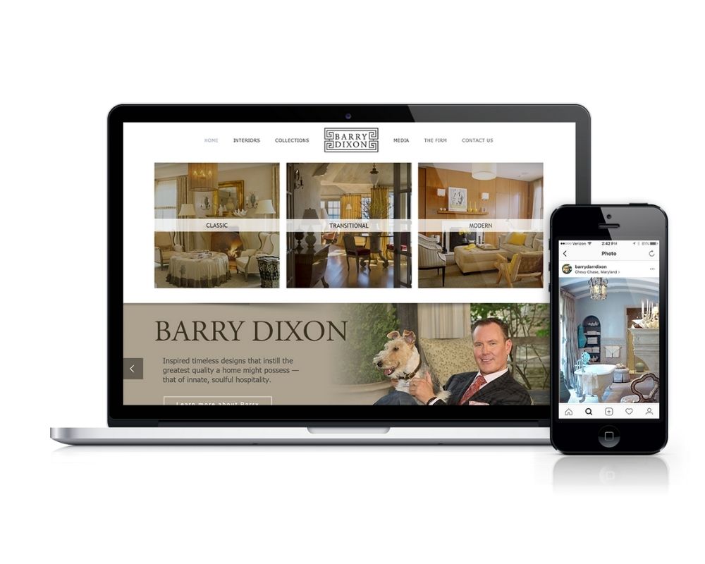 Barry Dixon's website on laptop and mobile phone